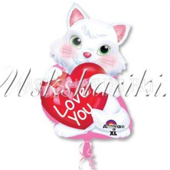 Шар фигура ILY Котенок с сердцем