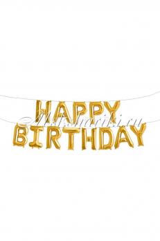 Набор шаров-букв "Happy Birthday", золото