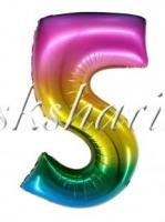 Шар Цифра, 5, Радужный, Градиент